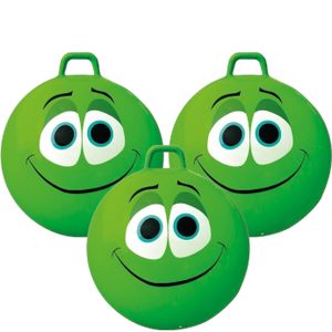 3x stuks groene skippybal smiley voor kinderen 65 cm