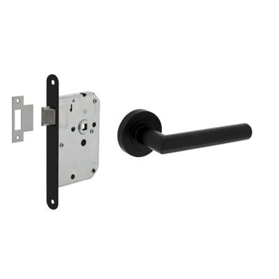 Intersteel Deurbeslag set Loopslot zwart met Deurkruk Bastian op rozet Zwart