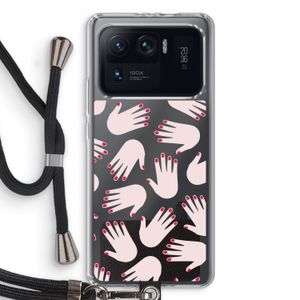 Hands pink: Xiaomi Mi 11 Ultra Transparant Hoesje met koord