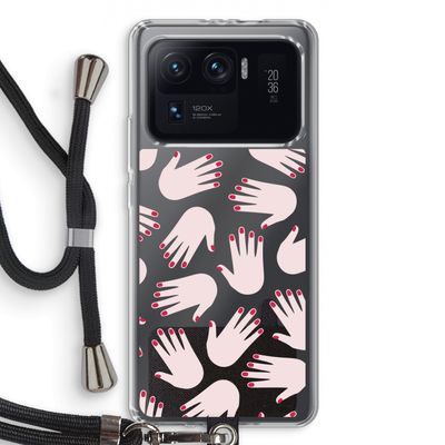 Hands pink: Xiaomi Mi 11 Ultra Transparant Hoesje met koord