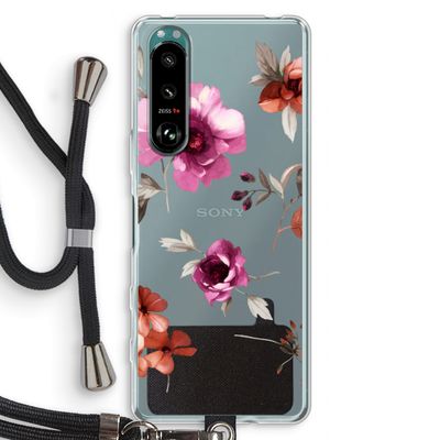 Geschilderde bloemen: Sony Xperia 5 III Transparant Hoesje met koord