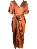 VOZ robe-caftan à taille nouée - Marron - thumbnail