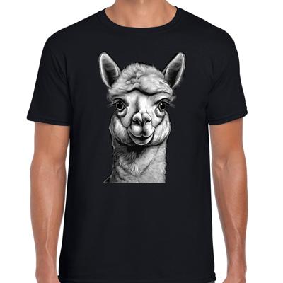 Cadeau T-shirt heren - boerderijdieren liefhebber - zwart - alpaca