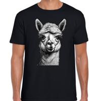 Cadeau T-shirt heren - boerderijdieren liefhebber - zwart - alpaca Cadeau T-shirt heren - boerderijdieren liefhebber - zwart - alpaca