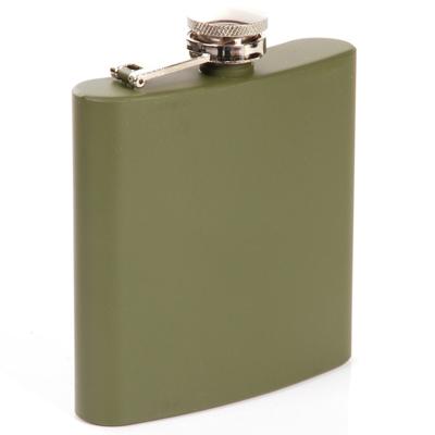 Heupfles - 180 ml - legergroen - metaal - 9 x 10 cm - zakfles