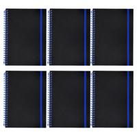 Notitieboekje Bilbo - 6x - A5 formaat - zwart / blauw - 14 x 21 cm ? flexibele kaft ? lijntjes schri