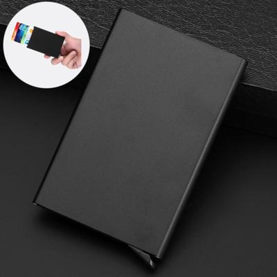 Antimagnetic Stainless Steel PU Business Card Holder Credit Card Case Size: 9.5*6.5*0.8cm(Black)