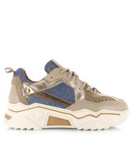 DWRS LABEL DWRS label - Pluto denim / beige jeans Beige Leer Lage sneakers Dames