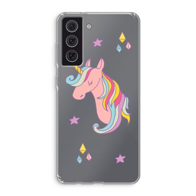 Roze eenhoorn: Samsung Galaxy S21 FE Transparant Hoesje