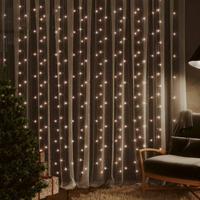 VidaXL Lichtsnoergordijn met 300 led&apos;s en 8 functies 3x3 m warmwit