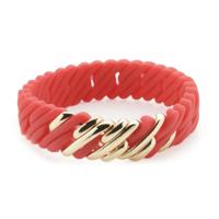 TheRubz 02-100-418 Rood Siliconen Roestvrij staal Gouden Staal/Siliconen (15 mm x 18 cm) Dames armband