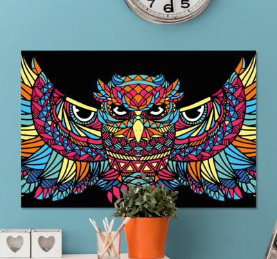 Canvas schilderij vogels Geometrische-dieren dappere uil