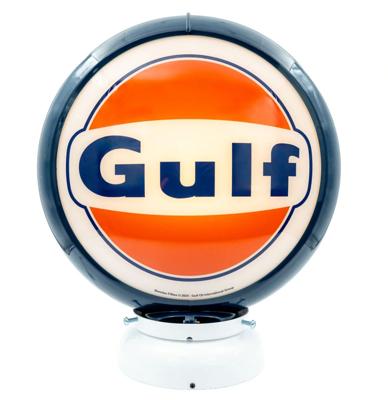 Gulf Logo PVC Benzinepomp Bol met Lampvoet - Blauw/Wit