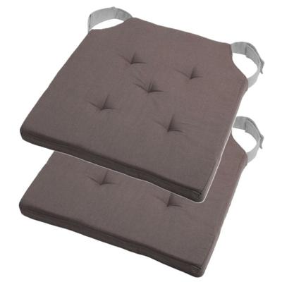 Stof Textile stoelkussen DUO - 2x - grijs - 38 x 38 x 4 cm - klittenband sluiting