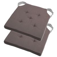 Stof Textile stoelkussen DUO - 2x - grijs - 38 x 38 x 4 cm - klittenband sluiting