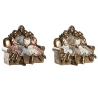 Decoratieve figuren DKD Home Decor 17 x 10,5 x 15,5 cm Roze Gouden Wit (2 Stuks)