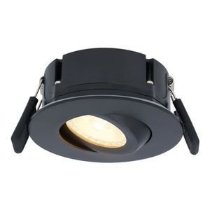 Napels LED inbouwspot extra plat - 8W 570lm - 2700K warm wit - Dimbaar - Rond - 360° Kantelbaar - IP65 waterdicht - Zwart