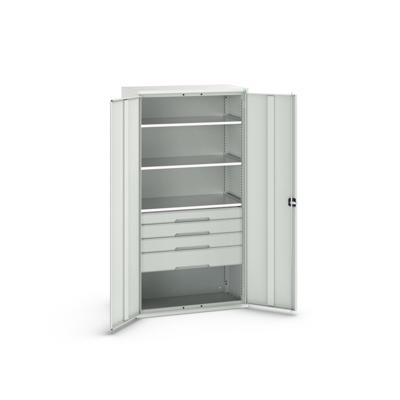 Bott Verso Systeemkast | 1050x550x2000mm | 3 Legborden | 4 Lades | 1 Perfo Achterwand | RAL 7035 - 16926576.16