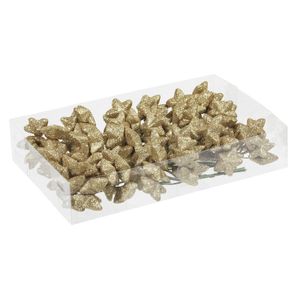 18x Bundeltjes van 8x gouden glitter mini sterretjes stekers/instekers 4 cm