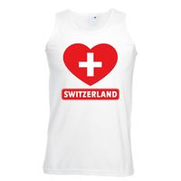 Zwitserland hart vlag singlet shirt/ tanktop wit heren