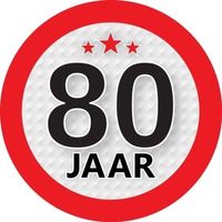 10x 80 Jaar leeftijd stickers rond 9 cm verjaardag versiering - Feeststickers - thumbnail