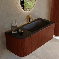 Badmeubel Mondiaz Kurve | 105 cm cm | Meubelkleur Ruby | Wastafelkleur Urban | Solid surface | Wasbak rechter zijde spoelbak | 1 kraangat