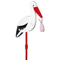 Tuin ooievaar - houten stick -meisje/jongen geboorte bord - 20 x 77 cm