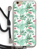 Flamingo bladeren: iPhone 6 / 6S Transparant Hoesje met koord