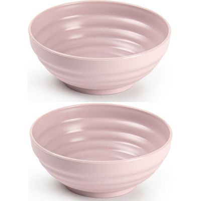 Set van 4x kommetjes/schaaltjes - Dessert/ontbijt - Kunststof - D13 cm - Oudroze