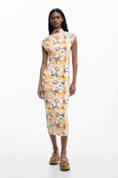 Bloemenkokerjurk - ORANGE - XL