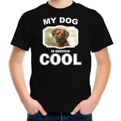 Rhodesian Ridgebacks honden t-shirt my dog is serious cool zwart voor kinderen