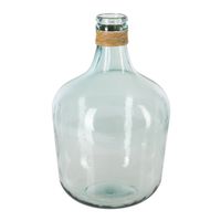 Atmosphera bloemenvaas Fles model met rafia - transparant - glas - H42 x D27 cm - thumbnail