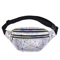 Laser patroon PU lederen taille tassen vrouwen Fanny Pack één Schoudertas (Sliver)