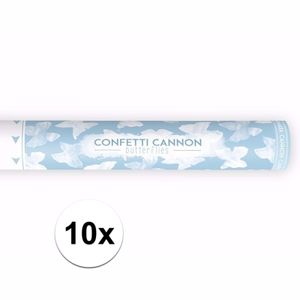 10x Confetti kanon witte vlinders 40 cm