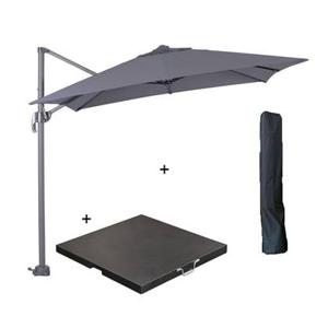 Garden Impressions Hawai parasol S 250x250 d.grijs + 80kg voet en hoes