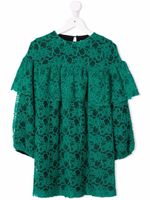 Andorine robe volantée à motif en dentelle - Vert - thumbnail