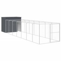 The Living Store Hondenhok - Verlengde Ren - Antraciet - 214 x 865 x 181 cm - Gegalvaniseerd Staal