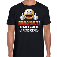 Funny emoticon t-shirt bedankt geniet van je pensioen zwart voor