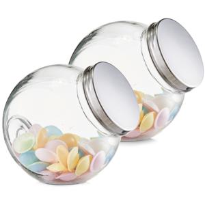 Keuken voorraadpot/snoeppot Candystore - 2x - rond met deksel - 2900 ml - 19 x 13,5 x 19 cm