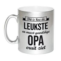 Zilveren leukste en meest geweldige opa cadeau koffiemok / theebeker 330 ml