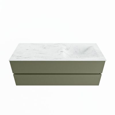 MONDIAZ VICA-DLUX 130cm badmeubel onderkast Army 2 lades. Inbouw wastafel CLOUD rechts 1 kraangat, kleur Opalo.