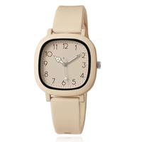 LGT Beige dameshorloge - soft square kast met siliconen band LGT Beige dameshorloge - soft square kast met siliconen band