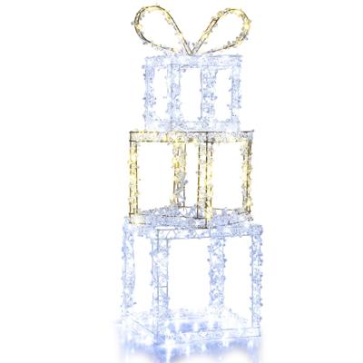 3-delige set Verlichte Cadeaubox Decoratieve Lichtdoos met 200 LED-lampjes Kerstverlichting