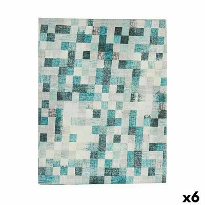 Tafelkleed Dun canvas Anti-vlek Ruiten 140 x 180 cm Turkoois (6 Stuks)