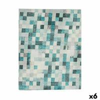 Tafelkleed Dun canvas Anti-vlek Ruiten 140 x 180 cm Turkoois (6 Stuks)