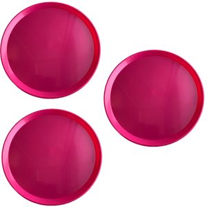 3x stuks roze rond dienbladen/serveerbladen van kunststof 34 cm