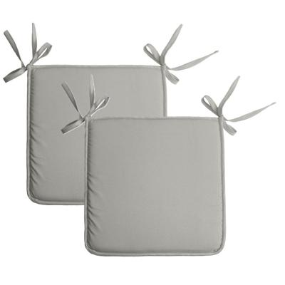 Stof Textile Home stoelkussens - 2x - lichtgrijs - 38 x 38 x 3 cm - voor binnen - vierkant