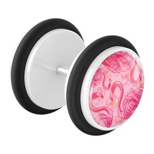 Fake plug met Flamingo Design Acryl / Chirurgisch staal 316L Fake Piercings