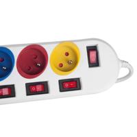 Maclean - Stekkerdoos met schakelaars - 5-polige verlengkabel - 250VAC/10A | 1,5m - Wit