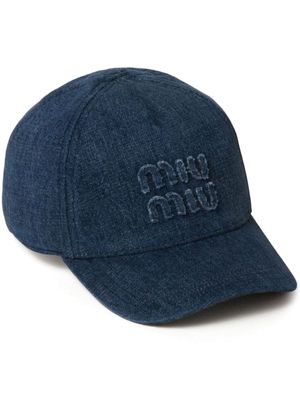 Miu Miu casquette en jean à logo brodé - Bleu